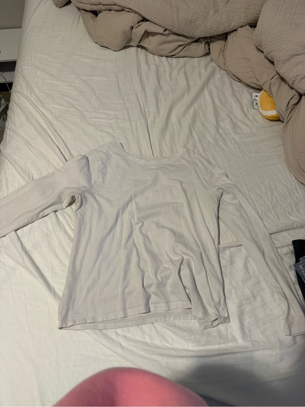 Time and Tru Long Sleeve Scoop Neck Tee in Light Cream